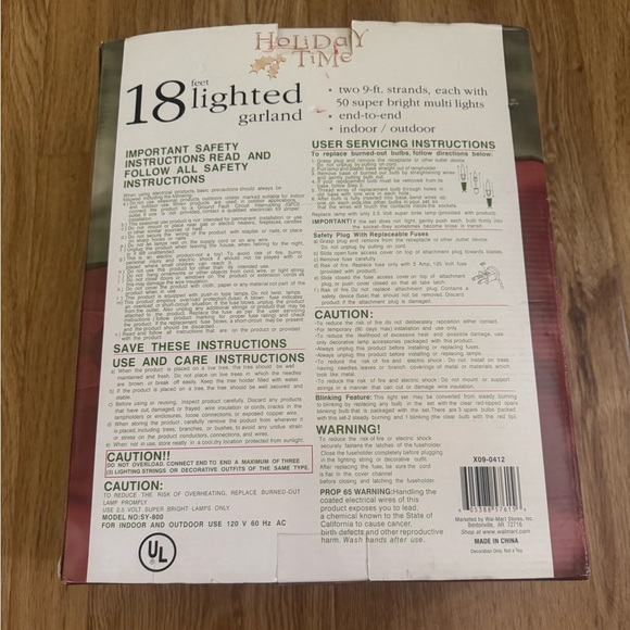 Holiday Time 18ft Lighted Garland with Red Green and Blue Lights NEW - Picture 4 of 5